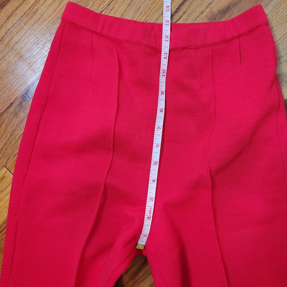 Vintage 1960s Sebastian Red Belted Jacket and Pant Suit With Gold Buttons Set - Picture 14 of 16